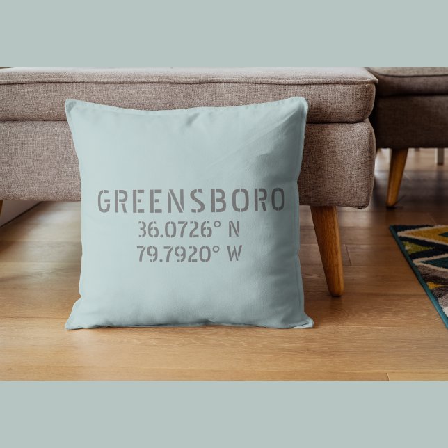 Koordinaten der Greensboro NC Latitude und Longitu Kissen (Von Creator hochgeladen)