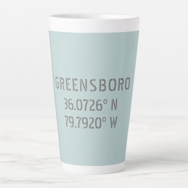Koordinaten der Greensboro NC Latitude und Longitu Milchtasse (Vorderseite)