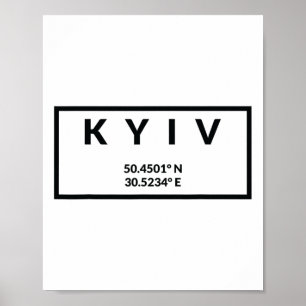 Koordinaten der Hauptstadt der Ukraine - Kiew Poster