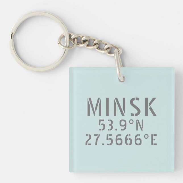Koordinaten der Minsk Latitude Longitude Schlüsselanhänger (Vorderseite)