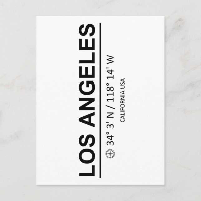 Koordinaten Los Angeles Postkarte (Vorderseite)
