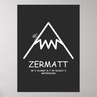Koordinaten Zermatt Schweiz Poster