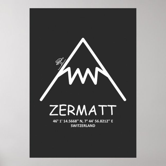 Koordinaten Zermatt Schweiz Poster (Vorne)