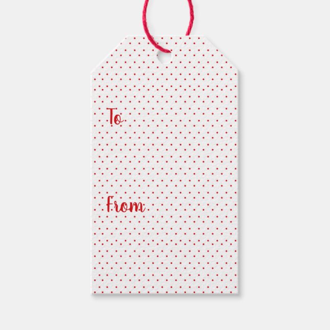 Koordination der niedlichen Rot- und Weißpolka-Pun Geschenkanhänger (Vorderseite)