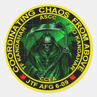 Koordination von Chaos von oben Runder Aufkleber