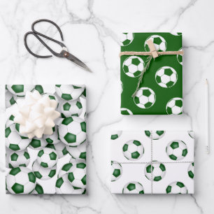 Koordinationsmuster Set grüne Fußballbälle Geschenkpapier Set