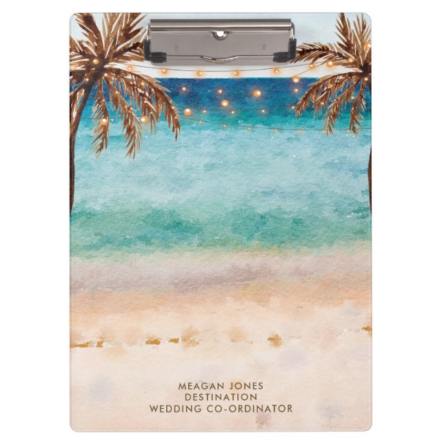 Koordinator für die Hochzeit am tropischen Strand Klemmbrett (Vorderseite)