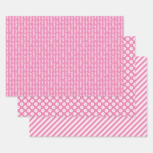 Koordinierte Geometrie in Rosa und Weiß und "mit L Geschenkpapier Set