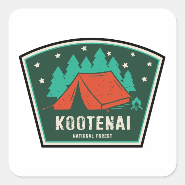 Kootenai National Forest Camping Quadratischer Aufkleber (Vorderseite)