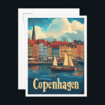 Kopenhagen Dänemark Art Vintage Travel Illustratio Postkarte<br><div class="desc">Kopenhagen Dänemark Art Vintage Reisewohnung Illustration</div>