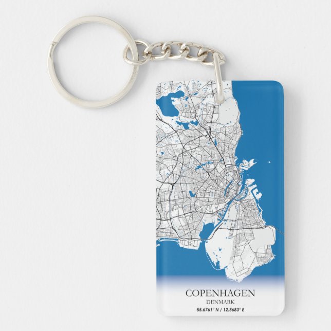 Kopenhagen Dänemark City Map Travel Simple Minimal Schlüsselanhänger (Vorderseite)
