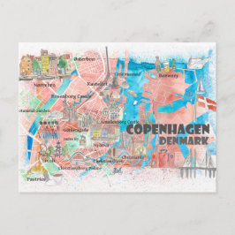 Kopenhagen Dänemark Clean Iconi Stadtplan Postkarte