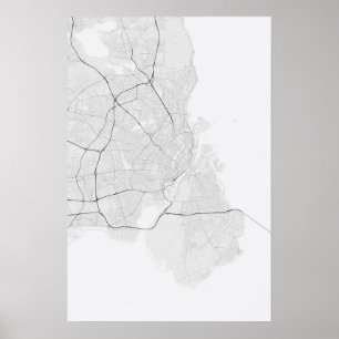 Kopenhagen, Dänemark Karte. (Schwarz auf Weiß) Poster