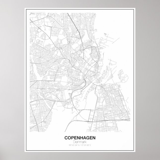 Kopenhagen, Dänemark Minimalistisch Map Poster (St (Vorne)