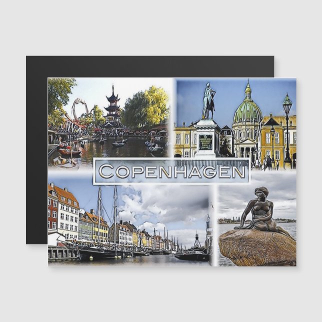 Kopenhagen - Dänemark - Mosaik - Magnetkarte (Vorne/Hinten)