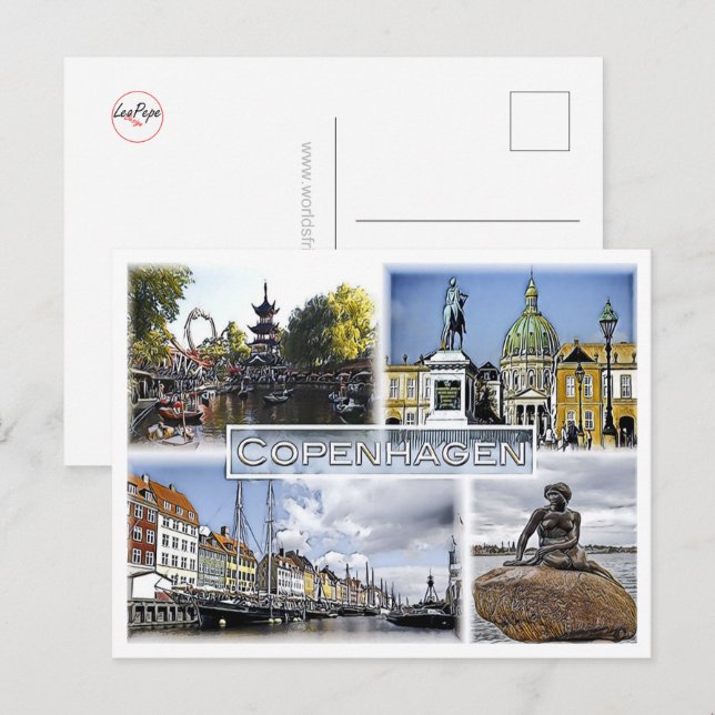Kopenhagen - Dänemark - Mosaik - Postkarte (Vorne/Hinten)