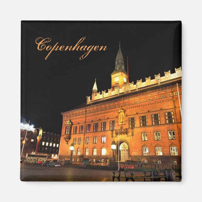 Kopenhagen, Dänemark nachts Magnet (Vorne)