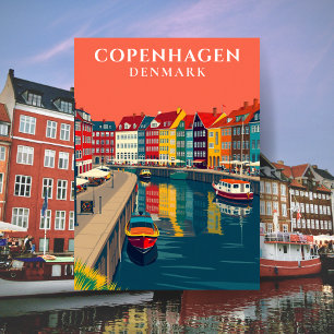 Kopenhagen Dänemark Nyhaval Canal Europe Travel Postkarte