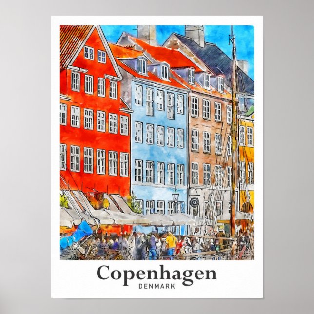 Kopenhagen Dänemark Reisemarkt Poster (Vorne)