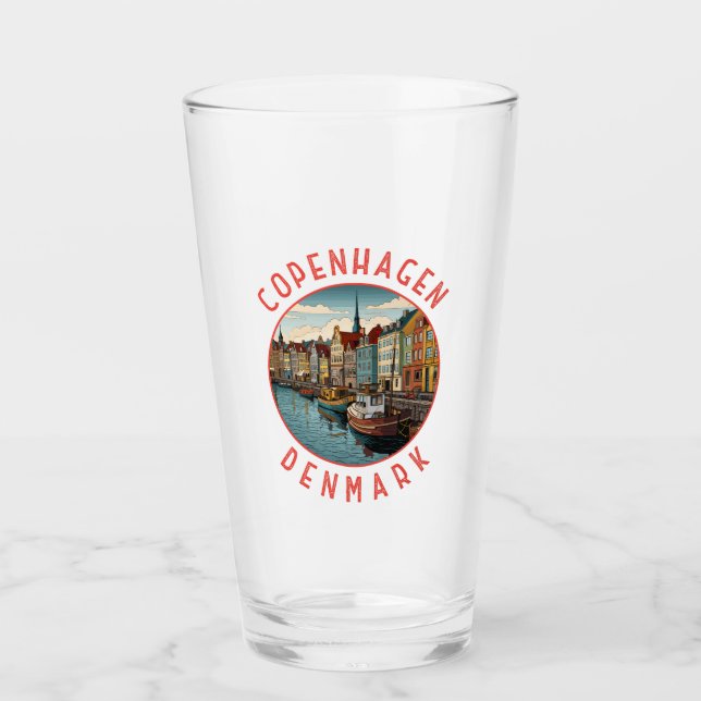 Kopenhagen Dänemark Retro Distressed Circle Glas (Vorderseite)