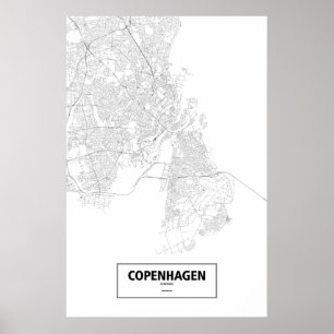 Kopenhagen, Dänemark (schwarz auf weiß) Poster