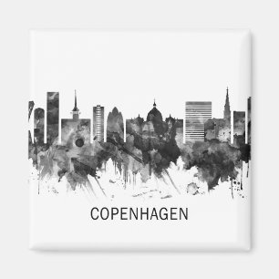 Kopenhagen Dänemark Skyline BW Magnet