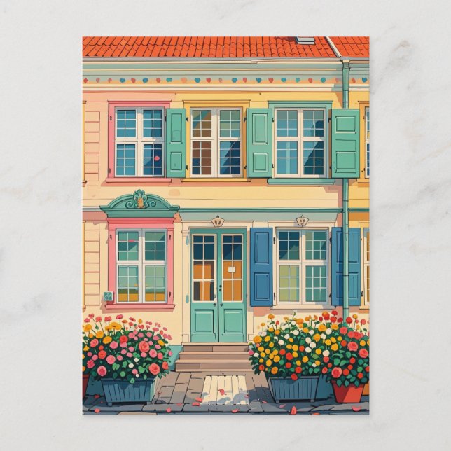 Kopenhagen Dänemark Vintage Pastellfarben Postkarte (Vorderseite)