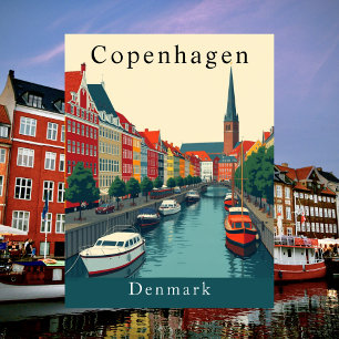 Kopenhagen, Dänemark Vintage Reise Kunst Postkarte