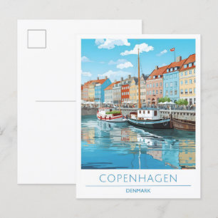 Kopenhagen Dänemark Vintage Reise Postkarte