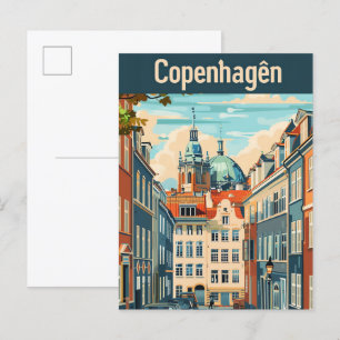 Kopenhagen Dänemark Vintage Reiseillustration Postkarte