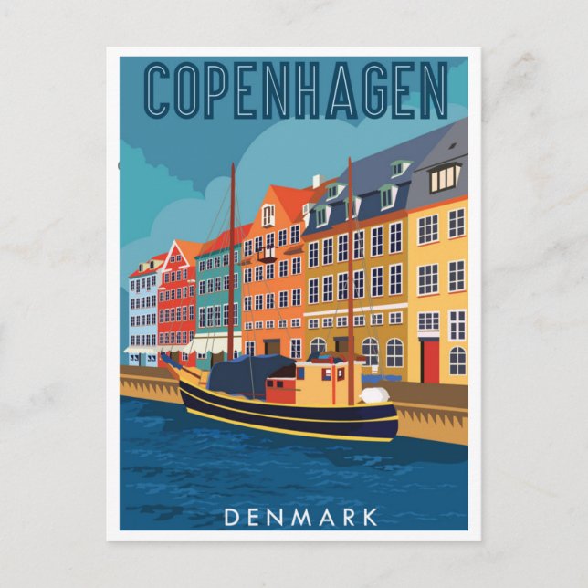 Kopenhagen Dänemark Vintage Stadt Europa Postkarte (Vorderseite)