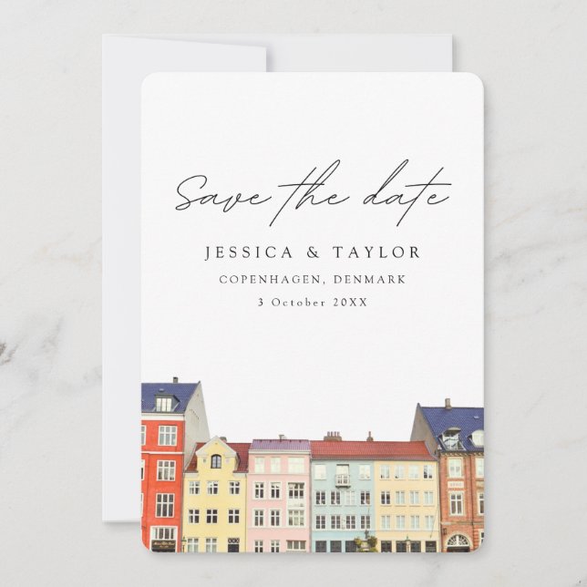 Kopenhagen Dänemark Zoll-Foto Save the Date Einladung (Vorderseite)
