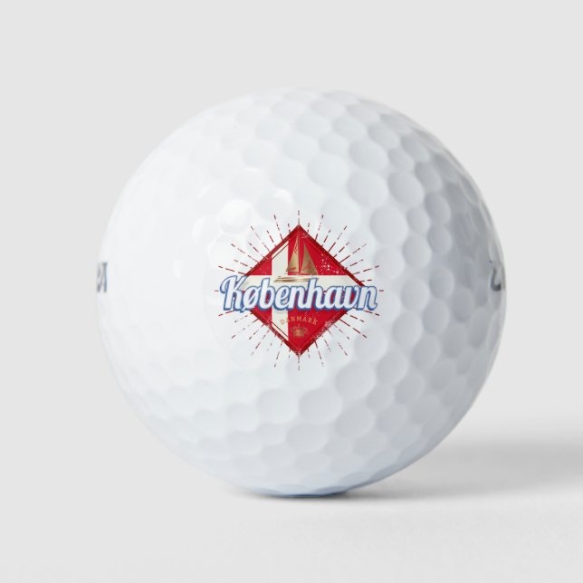 Kopenhagen Hauptstadt Dänemark Retro Segelschiff Golfball (Vorderseite)