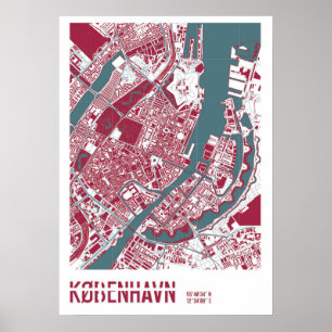 Kopenhagen Map RB Poster