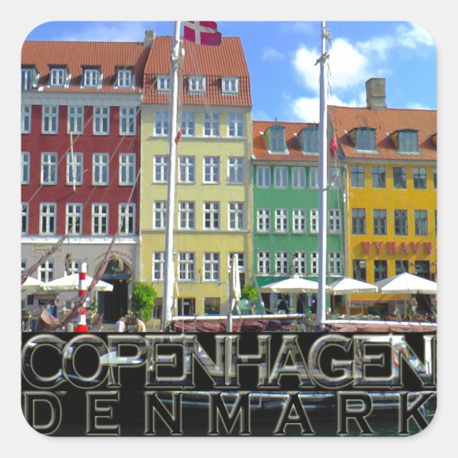 Kopenhagen Quadratischer Aufkleber (Vorderseite)