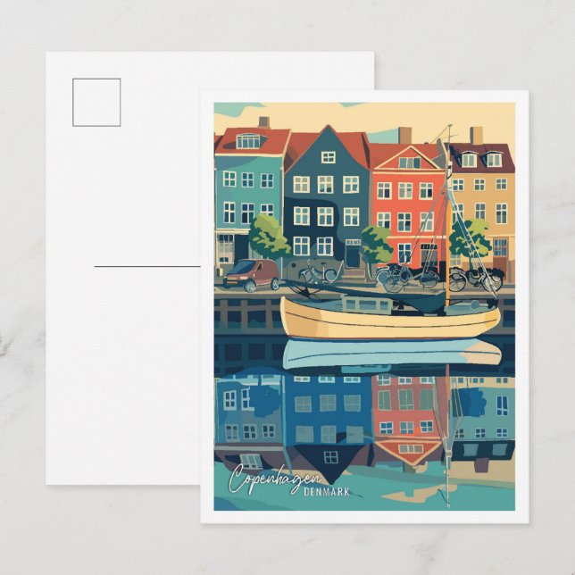 Kopenhagen Stadt Dänemark Vintage Travel Postkarte (Vorne/Hinten)