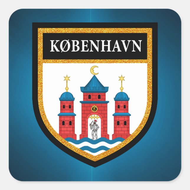 Kopenhagener Flagge Quadratischer Aufkleber (Vorderseite)