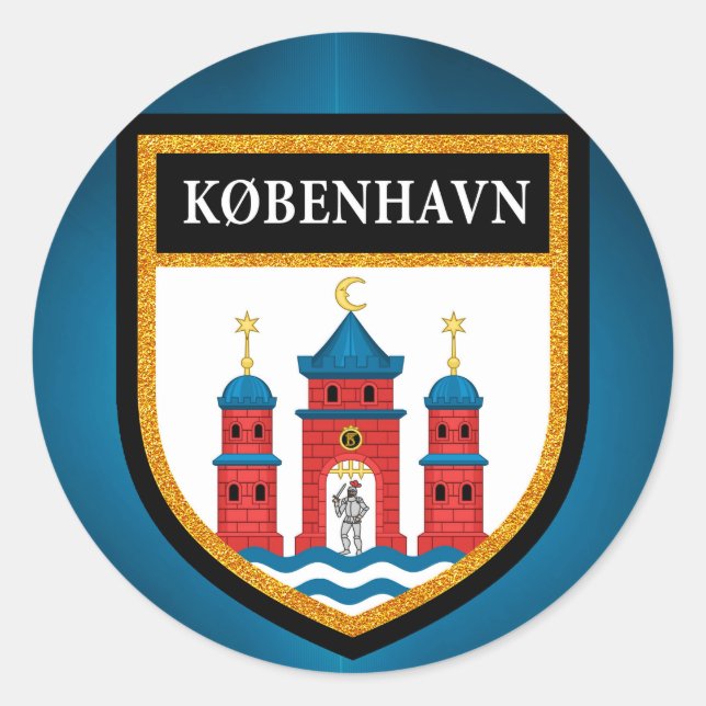 Kopenhagener Flagge Runder Aufkleber (Vorderseite)