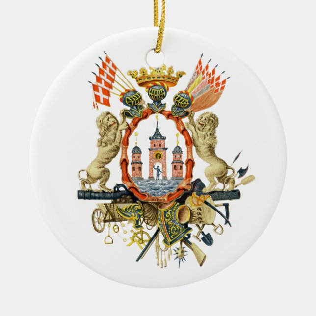 Kopenhagener Wappen Keramik Ornament (Vorne)
