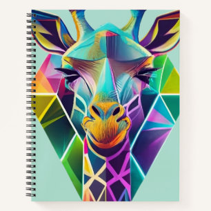 Kopf der farbenfrohen geometrischen Giraffe Notizbuch