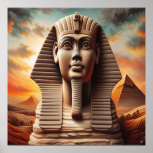 Kopf der Gizeh-Sphinx mit Pyramiden Ägypten Reise Poster