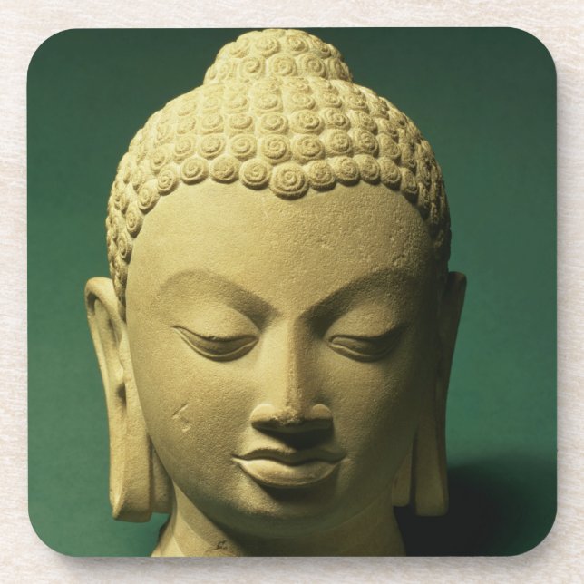 Kopf des Buddhas, Sarnath (Sandstein) Getränkeuntersetzer (Vorderseite)