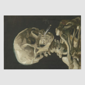 Kopf des Skeletts mit Zigarette durch Van Gogh Seidenpapier