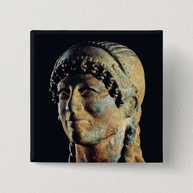 Kopf einer Etruscan Frau Button (Vorderseite)