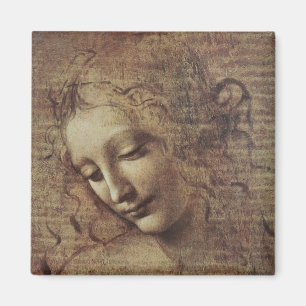 Kopf einer jungen Frau mit dem Tousled Haar oder, Magnet