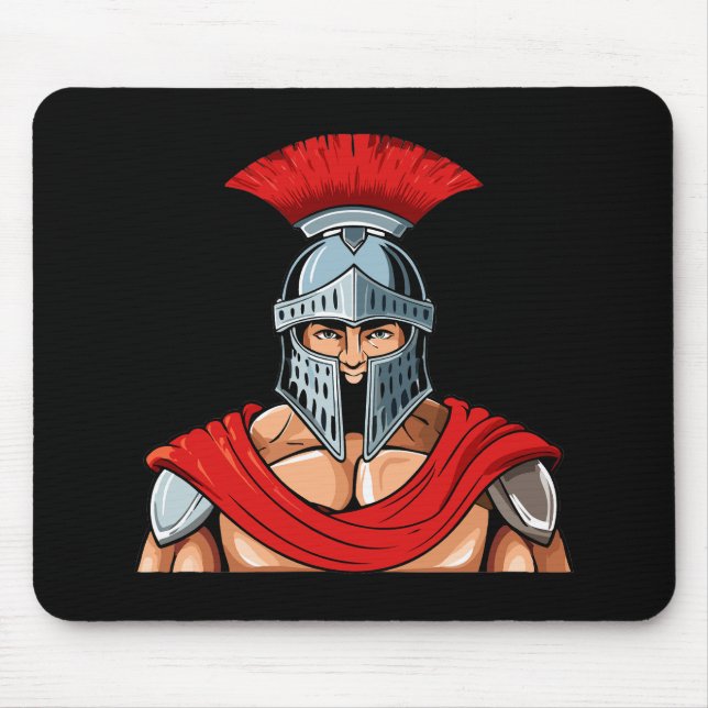 Kopf eines antiken Kriegers in Helm und Rüstung Mousepad (Vorne)