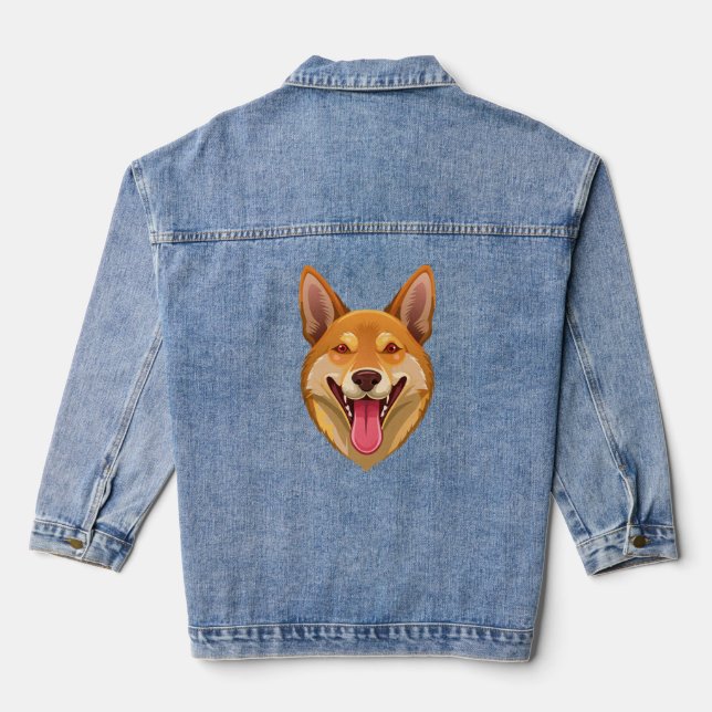 Kopf eines australischen Wildhundes Dingo Jeansjacke (Rückseite)