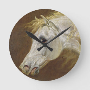 Kopf eines grauen arabischen Pferds (Öl auf Runde Wanduhr
