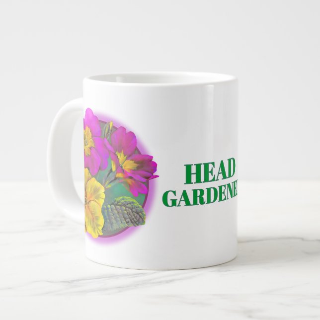 Kopf Gärtner Prirose Blume Jumbo Tasse (Vorderseite Links)