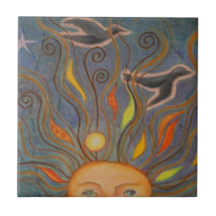 Kopf im Himmel Fliese